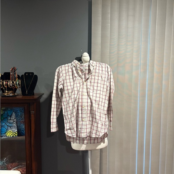 GAP Boys XXL Long Sleeve Red & White Plaid Button Up Lightweight Flannel Shirt - Picture 7 of 9